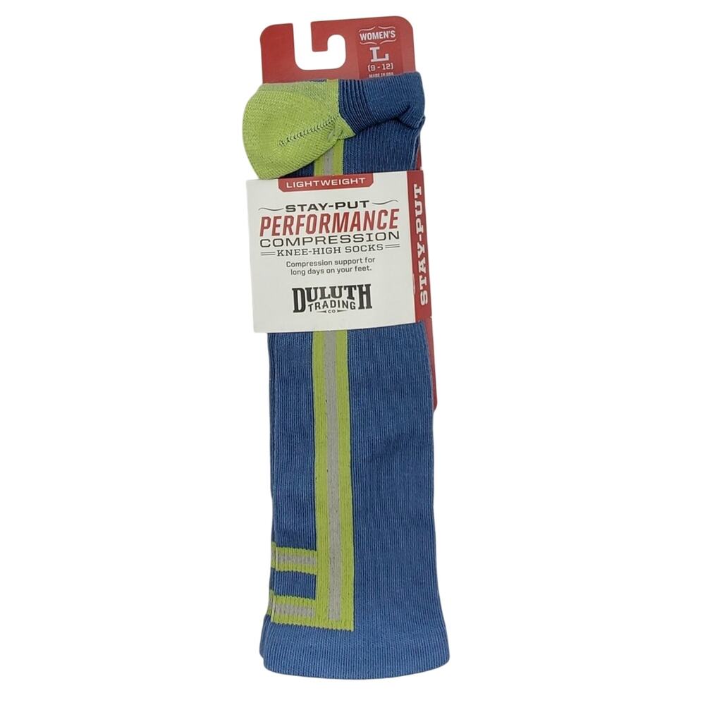 Duluth Trading Knee High Socks Women's Sz L 9-12 Compression‎ Performance Blue